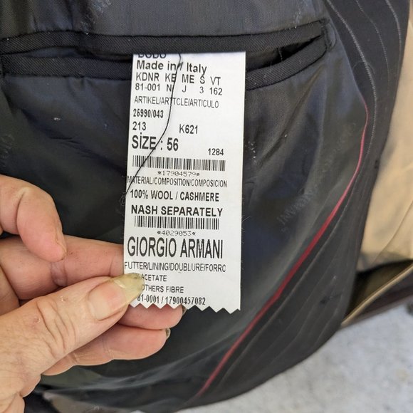 Giorgio Armani Black and white Pinstripe Mens Blazer size 56 - Picture 5 of 5